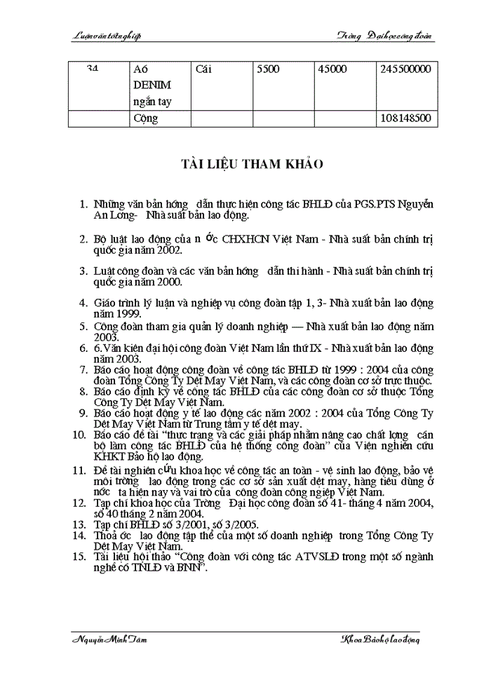 image for page Một số kiến nghị,giải pháp nâng cao năng lực hoạt động công tác BHLĐ của công đoàn tổng công ty Dệt May VN