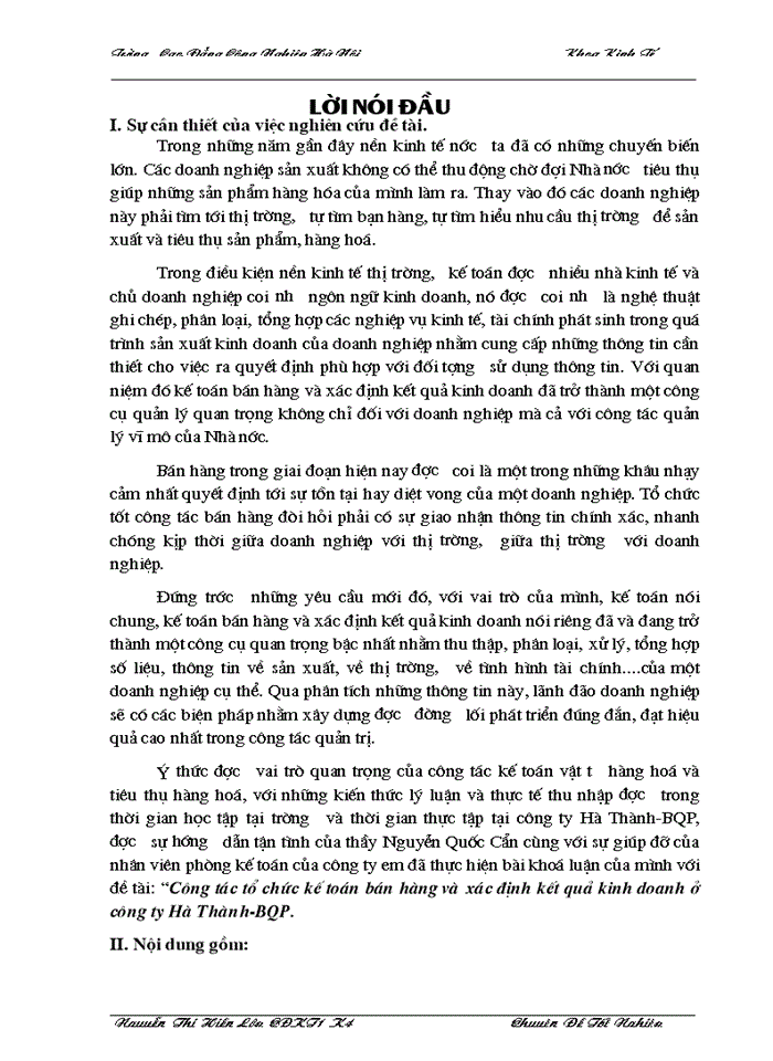 image for page Công tác tổ chức kế toán bán hàng và xác định kết quả kinh doanh ở công ty Hà Thành-BQP