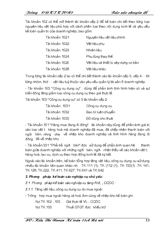 image for page Kế toán nguyên vật liệu, công cụ dụng cụ ở công ty xây dựng Hương Giang-Bộ quốc phòng