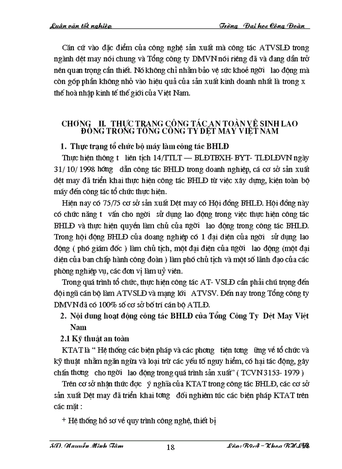 image for page Một số ý kiến đánh  giá,kiến nghị, giải pháp về hoạt động của công đoàn các cấp trong tổng công ty dệt may