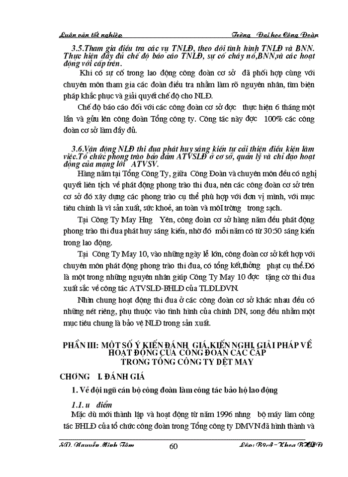 image for page Một số ý kiến đánh  giá,kiến nghị, giải pháp về hoạt động của công đoàn các cấp trong tổng công ty dệt may