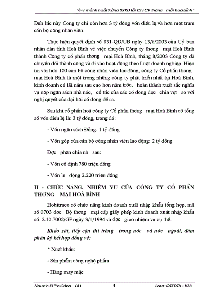 image for page Đẩy mạnh hoạt động sản xuất kinh doanh tại Công cổ phần Thương mại Hoà bình