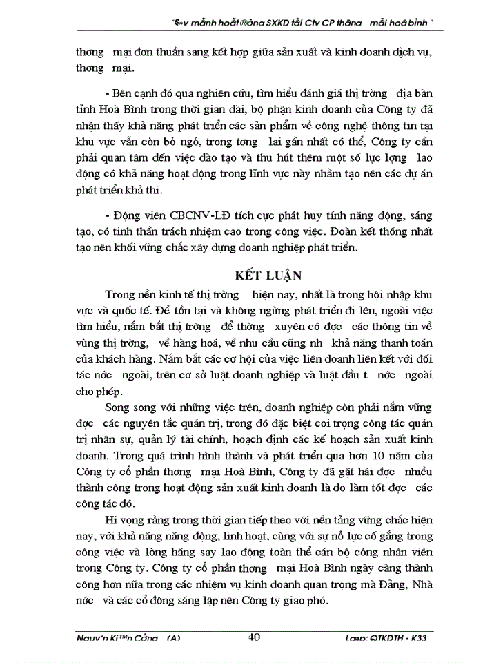 image for page Đẩy mạnh hoạt động sản xuất kinh doanh tại Công cổ phần Thương mại Hoà bình