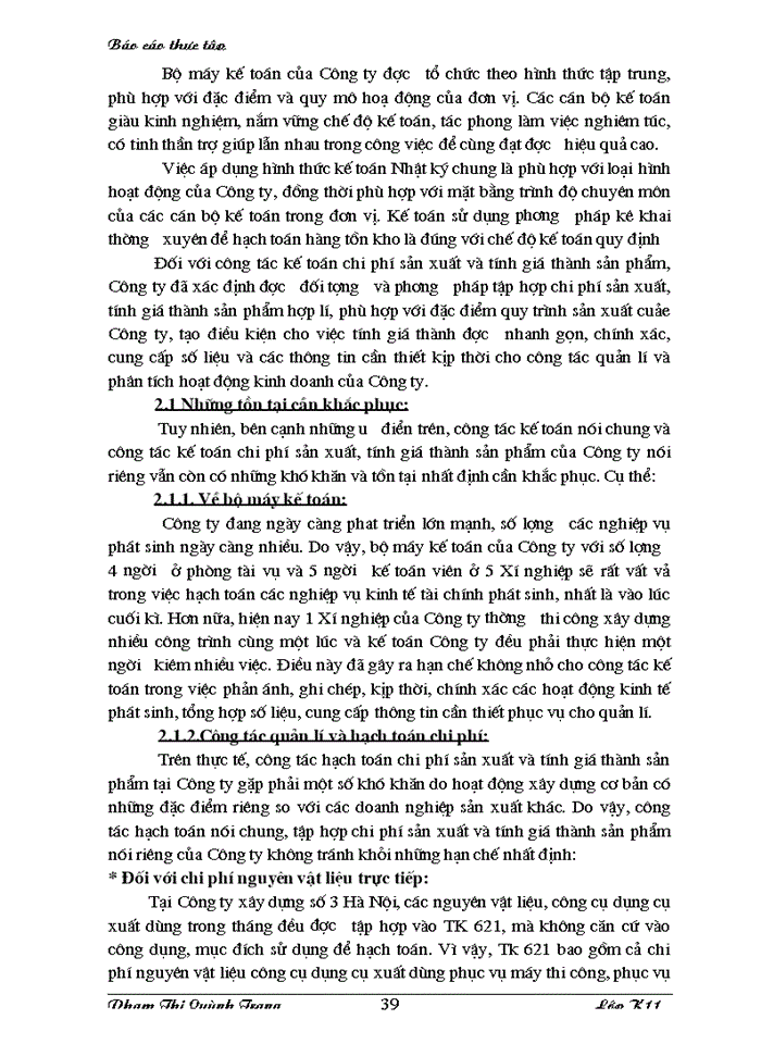 image for page Tìm hiều công tác hạch toán chi phí sản xuất và tính giá thành sản phẩm tại Công ty xây dựng số 3 Hà Nội