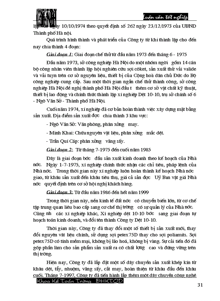 image for page Hoàn thiện công tác hạch toán tiêu thụ thành phẩm và xác định kết quả tiêu thụ tại Công ty cổ phần Dệt 10/10