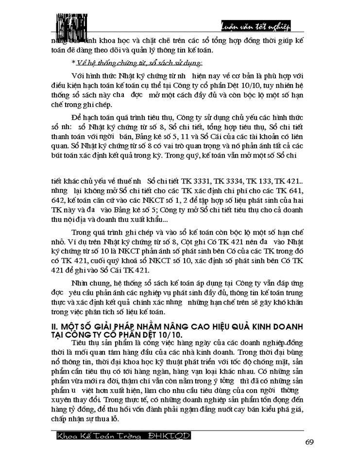 image for page Hoàn thiện công tác hạch toán tiêu thụ thành phẩm và xác định kết quả tiêu thụ tại Công ty cổ phần Dệt 10/10