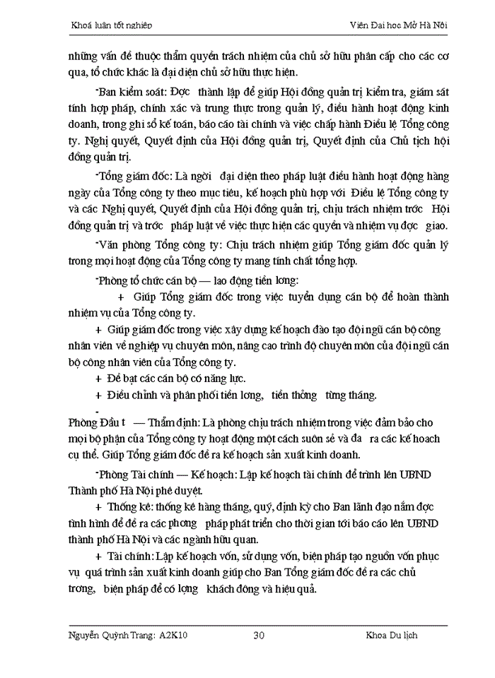 image for page Một số giải pháp góp phần hoàn thiện mô hình tổ chức và hoạt động Tổng công ty Du lịch Hà Nội