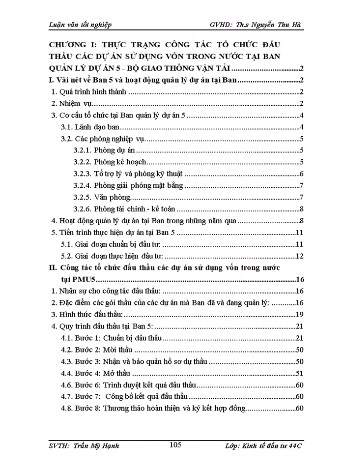 image for page Nâng cao hiệu quả công tác tổ chức đấu thầu các dự án sử dụng vốn trong nước tại Ban Quản lý dự ỏn 5 - Bộ Giao thụng vận tải