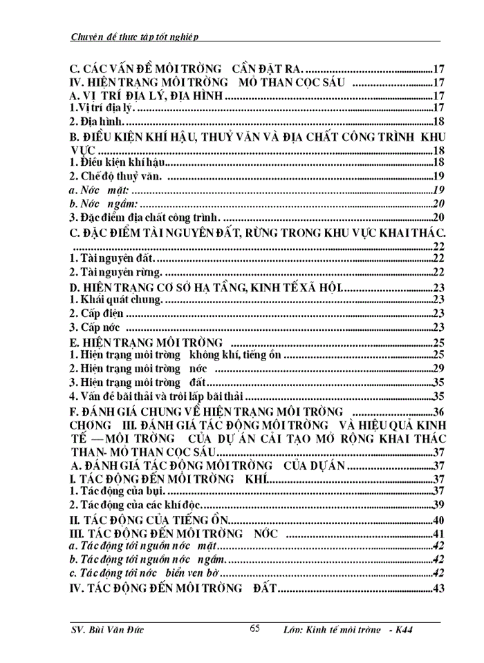 image for page Phân tích những tác động môi trường và đánh giá hiệu quả kinh tế môi trường của dự án cải tạo mở rộng khai thác kinh doanh than - mỏ than Cọc Sáu