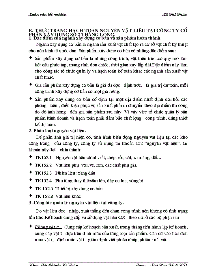 image for page Hạch  toán kế toán nguyên vật liệu tại công ty cổ phần xây dựng  số 2 Thăng Long