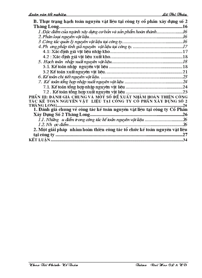 image for page Hạch  toán kế toán nguyên vật liệu tại công ty cổ phần xây dựng  số 2 Thăng Long