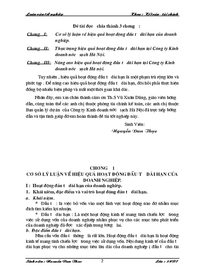 image for page Các giải pháp nâng cao hiệu quả hoạt động đầu tư dài hạn tại Công ty Kinh doanh nước sạch Hà Nội