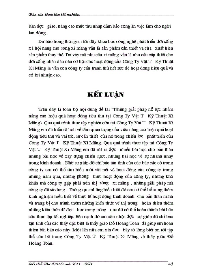 image for page Những giải pháp nỗ lực nhằm nâng cao hiệu quả hoạt động tiêu thụ xi măng tại công ty vật tư kỹ thuật xi măng – Bộ xây dựng