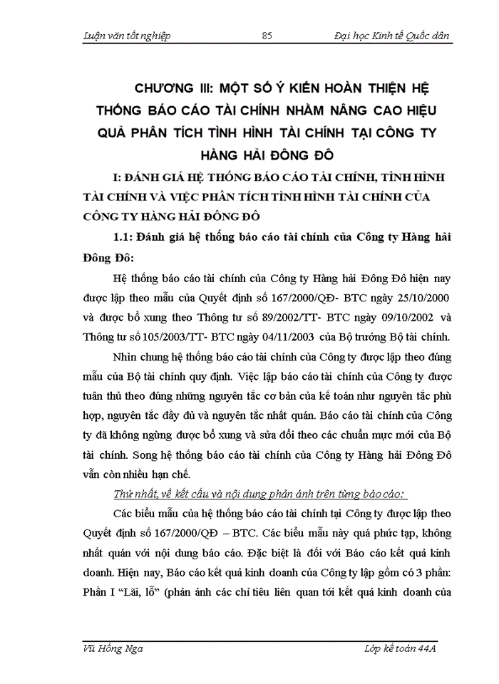 image for page Hoàn thiện hệ thống báo cáo tài chính với việc  phân tích tình hình tài chính tại Công ty Hàng hải Đông Đô