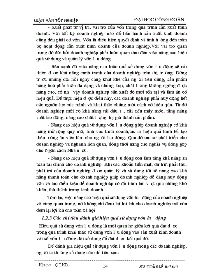 image for page Một số biện pháp nâng cao hiệu quả sử dụng vốn lưu động tại Công ty Dệt May Hà Nội