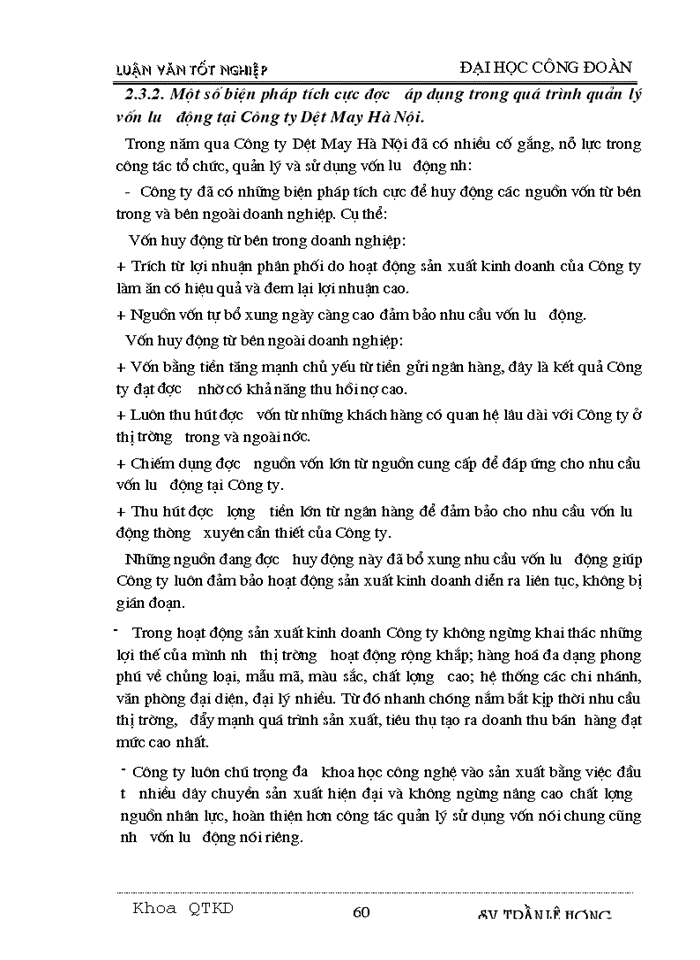 image for page Một số biện pháp nâng cao hiệu quả sử dụng vốn lưu động tại Công ty Dệt May Hà Nội