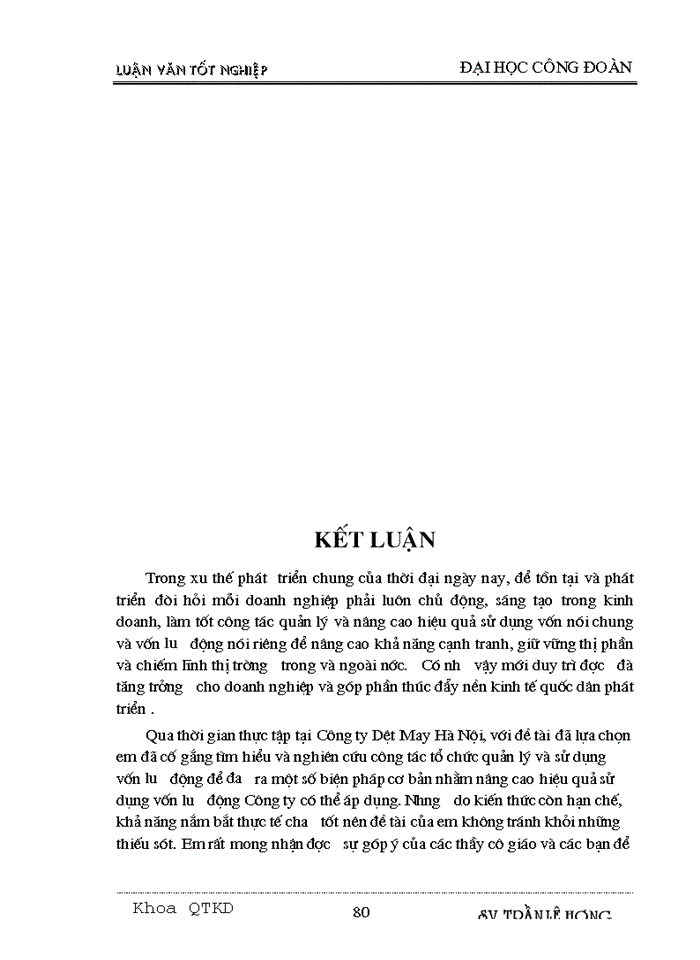 image for page Một số biện pháp nâng cao hiệu quả sử dụng vốn lưu động tại Công ty Dệt May Hà Nội