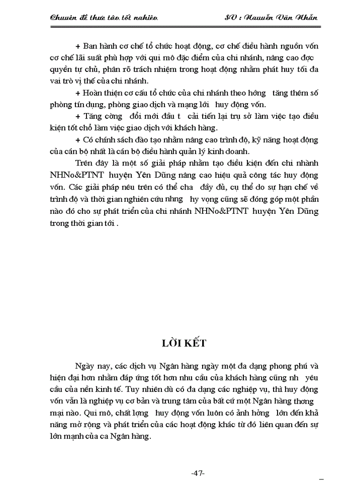 image for page Một số giải pháp nâng cao hiệu quả huy động vốn ở chi nhánh NHNo&PTNT huyện Yên Dũng