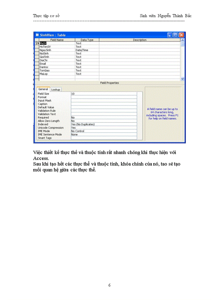 Tìm hiểu công cụ MS Access và xây dựng chương trình Quản lí Sinh viên