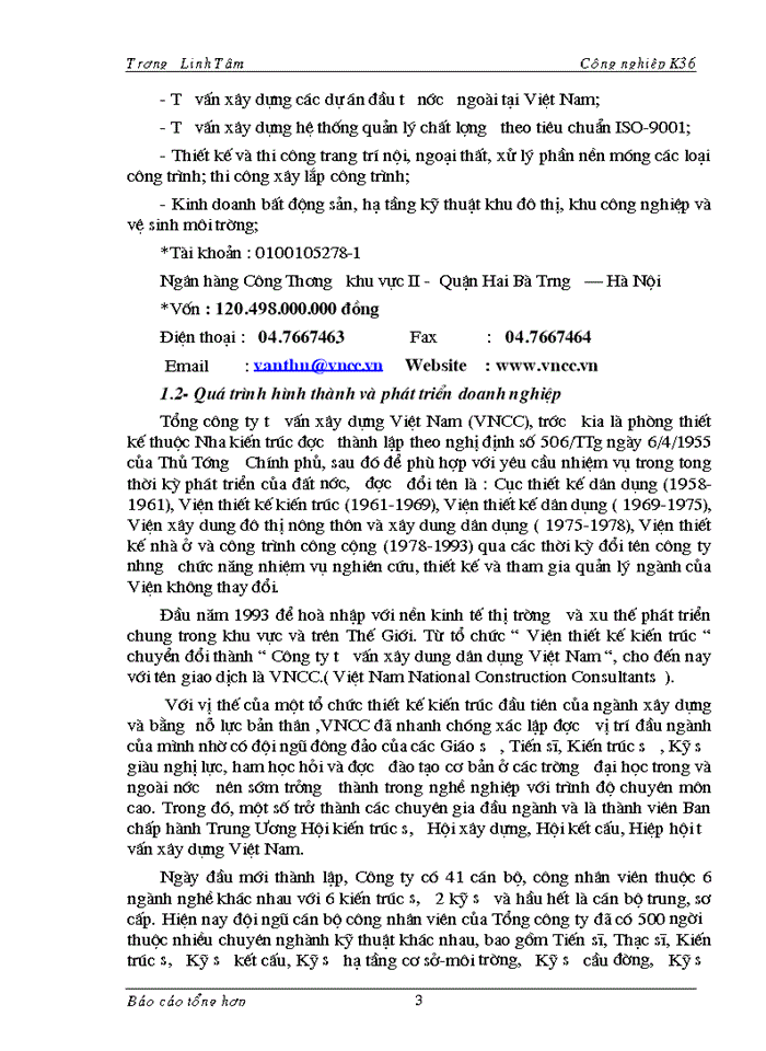 image for page Tình hình hoạt động kinh doanh của Tổng công ty tư vấn xây dựng Việt Nam.