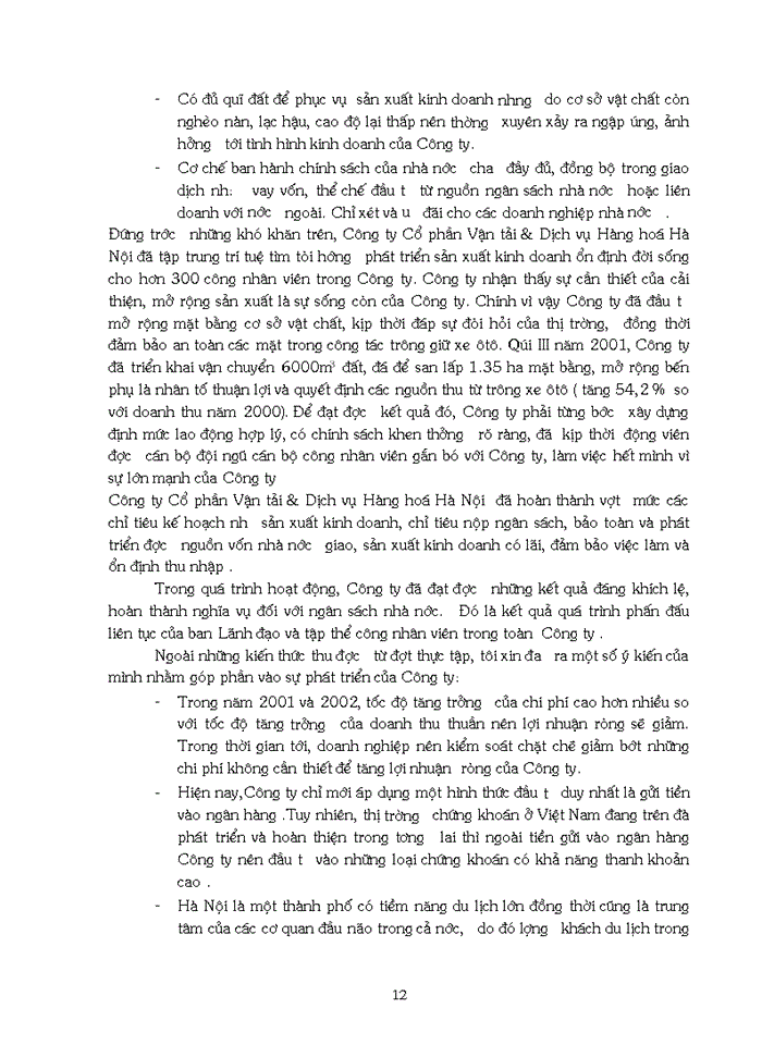 image for page Thực trạng về việc tổ chức quản lý và hoạt động sản xuất kinh doanh của Công ty Cổ phần Vận tải & Dịch vụ Hàng hoá Hà Nội