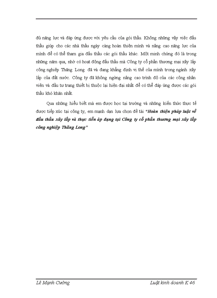 image for page Hoàn thiện pháp luật về đấu thầu xây lắp và thực tiễn áp dụng tại Công ty cổ phần thương mại xây lắp công nghiệp Thăng Long