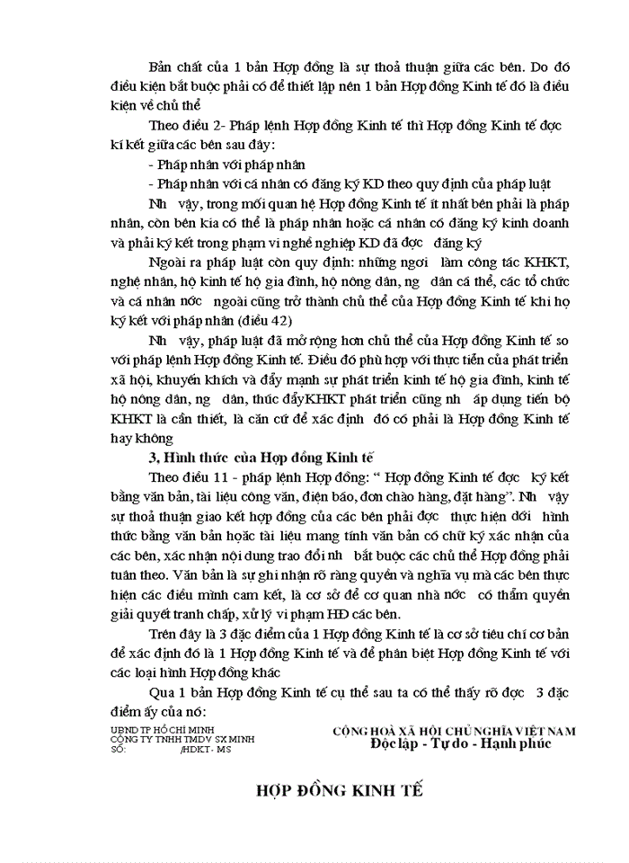 image for page Trình bày đặc điểm một bản hợp đồng kinh tế. Chứng minh những đặc điểm đó qua một bản hợp đồng cụ thể