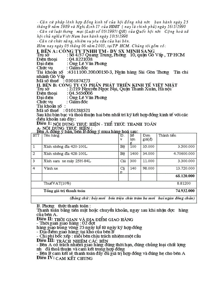 image for page Trình bày đặc điểm một bản hợp đồng kinh tế. Chứng minh những đặc điểm đó qua một bản hợp đồng cụ thể