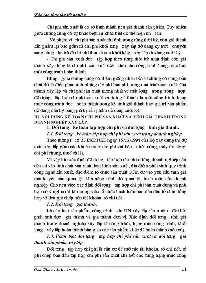 image for page Kế toán chi phí sản xuất và tính giá thành sản phẩm ở Xí nghiệp xây dựng Binh đoàn 11