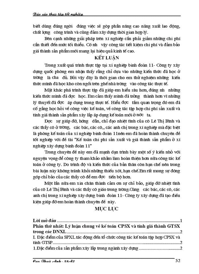 image for page Kế toán chi phí sản xuất và tính giá thành sản phẩm ở Xí nghiệp xây dựng Binh đoàn 11