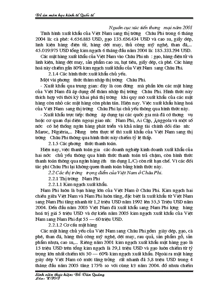 image for page Xuất khẩu hàng hoá của Việt Nam sang thị trường Châu: Phi thực trạng và giải pháp