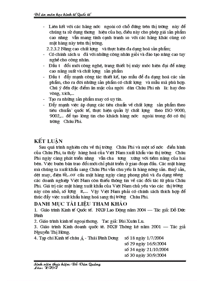 image for page Xuất khẩu hàng hoá của Việt Nam sang thị trường Châu: Phi thực trạng và giải pháp