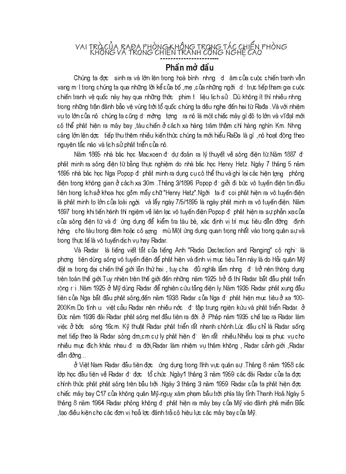 image for page Vai trò của rađa phòng không trong tác chiến phòng không và trong chiến tranh công nghệ cao