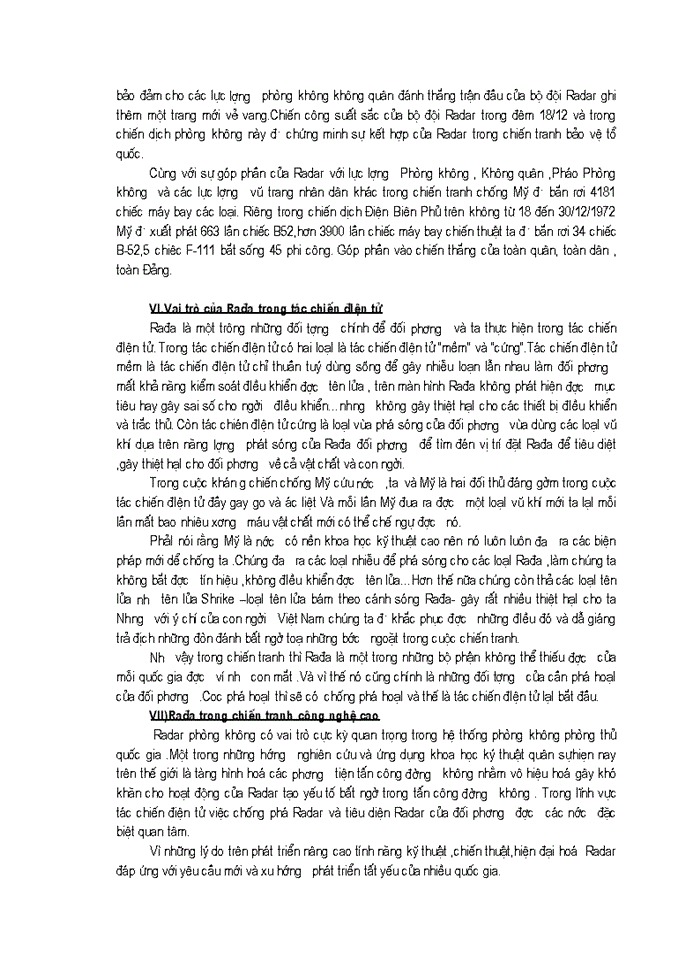 image for page Vai trò của rađa phòng không trong tác chiến phòng không và trong chiến tranh công nghệ cao