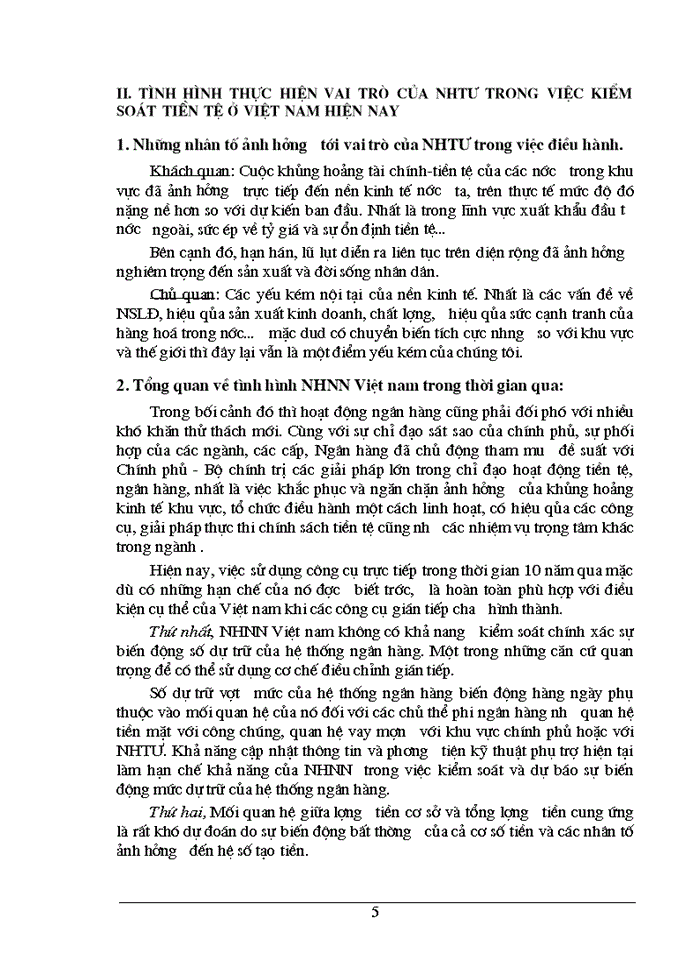image for page Nhtw - vai trò của NHTƯ trong việc kiểm soát tiền tệ ở Việt nam