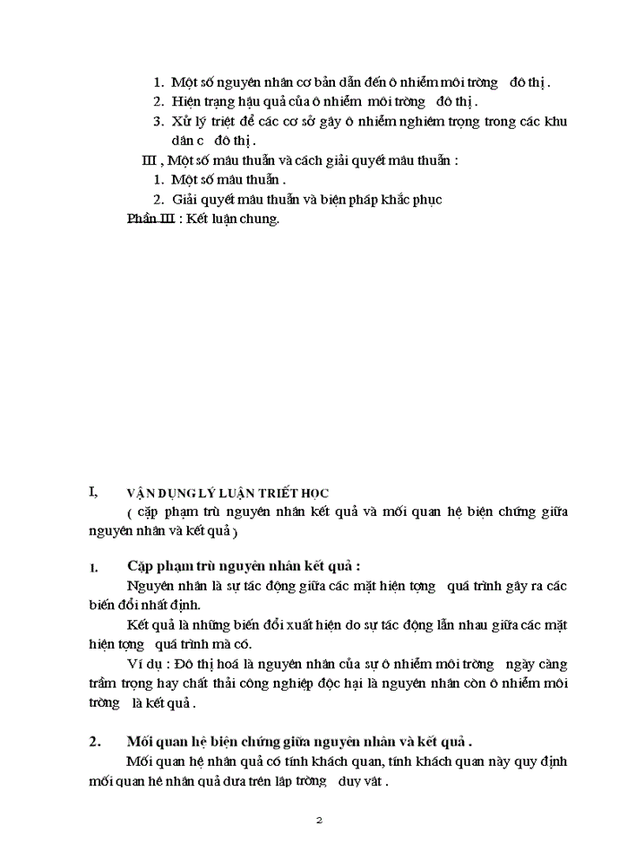 image for page Vận dụng cặp phạm trù nguyên nhân kết quả để nói về vấn đề ô nhiễm môi trường đô thị