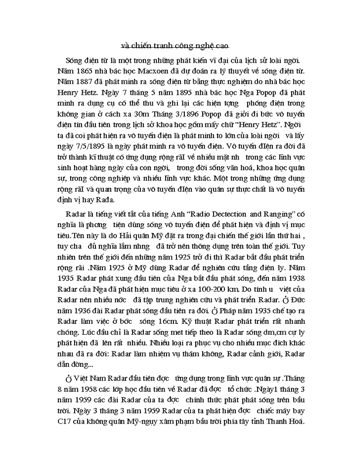 image for page Vai trò của Rađa phòng không trong tác chiến phòng không và chiến tranh công nghệ cao