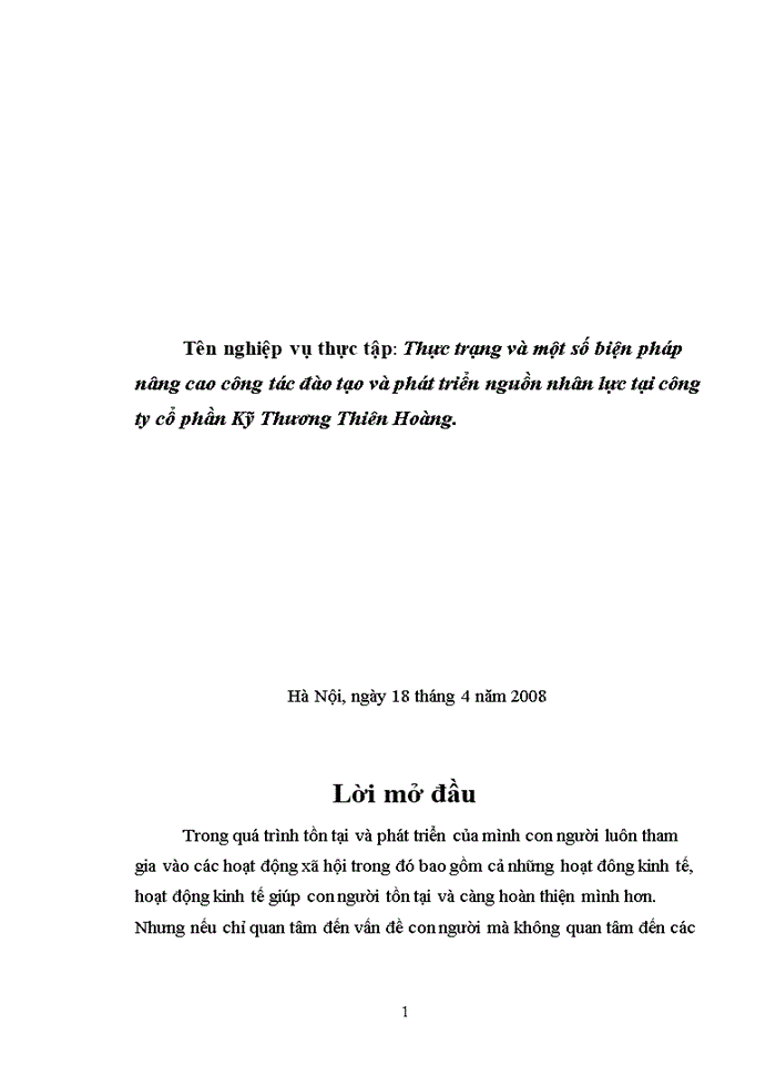 image for page Thực trạng và một số biện pháp nâng cao công tác đào tạo và phát triển nguồn nhân lực tại công ty cổ phần Kỹ Thương Thiên Hoàng.