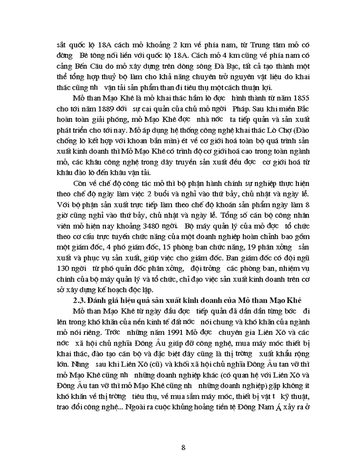 image for page Đánh giá hiệu quả sản xuất kinh doanh ở Công ty than Mạo Khê