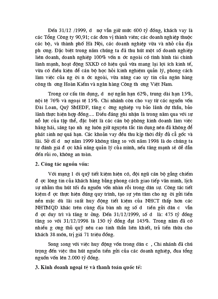 Những khó tồn tại, phương hướng, giải pháp kinh doanh năm 2002 và những năm tiếp theo cho nhct hoàn kiếm.