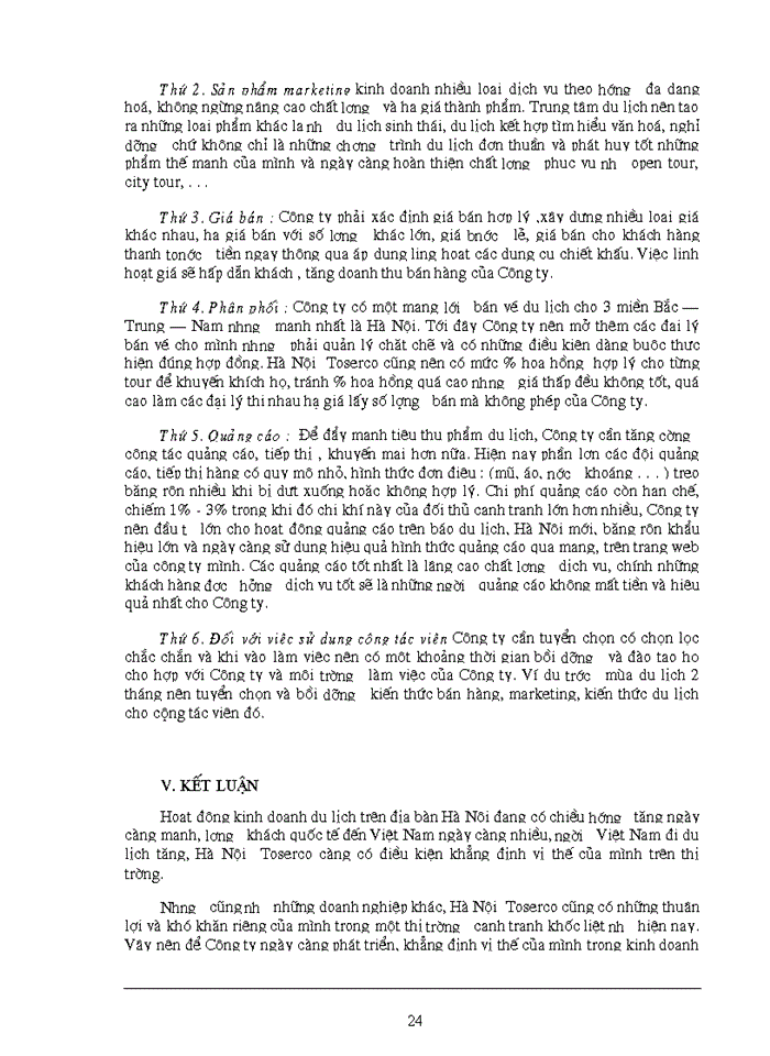 image for page Một số giải pháp nhằm phát triển hoạt động kinh doanh du lịch của hà nội Toserco .