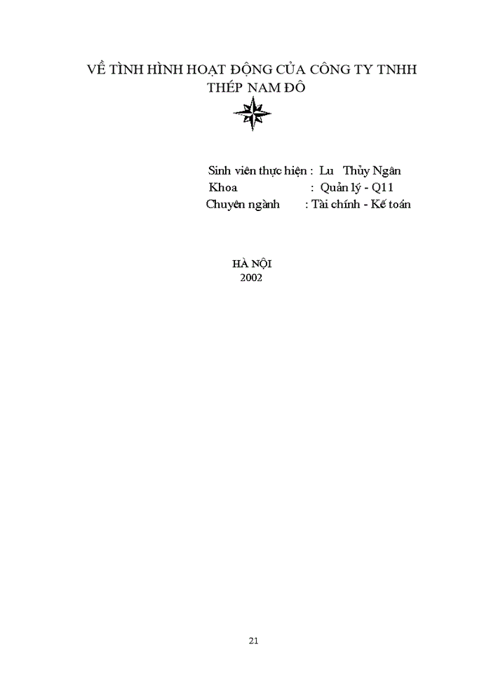 image for page Báo cáo thực tập tổng hợp về tình hình hoạt động của công ty tnhh thép nam đô