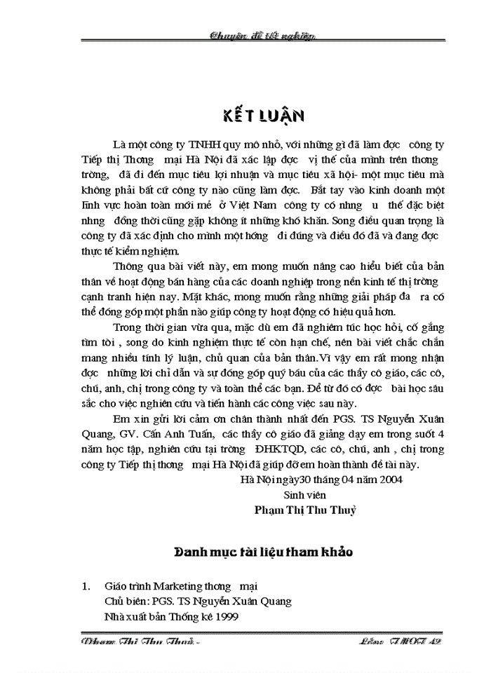 image for page Những giải pháp đẩy mạnh hoạt động bán hàng của Công ty TNHH Tiếp thị Thương mại Hà Nội