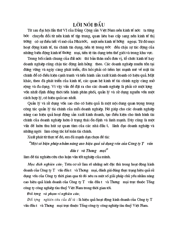 image for page Một số biện pháp nhằm nâng cao hiệu quả sử dụng vốn của Công ty Tư vấn đầu tư và Thương mại