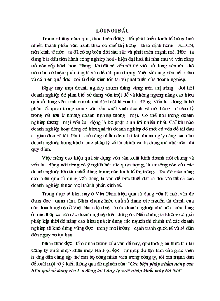 image for page Các biện pháp nhằm nâng cao hiệu quả sử dụng vốn lưu động tại Công ty xuất nhập khẩu máy Hà Nội