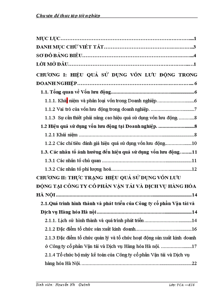 image for page Nâng cao hiệu quả sử dụng vốn lưu động tại Công ty cổ phần Vận tải và Dịch vụ Hàng hóa