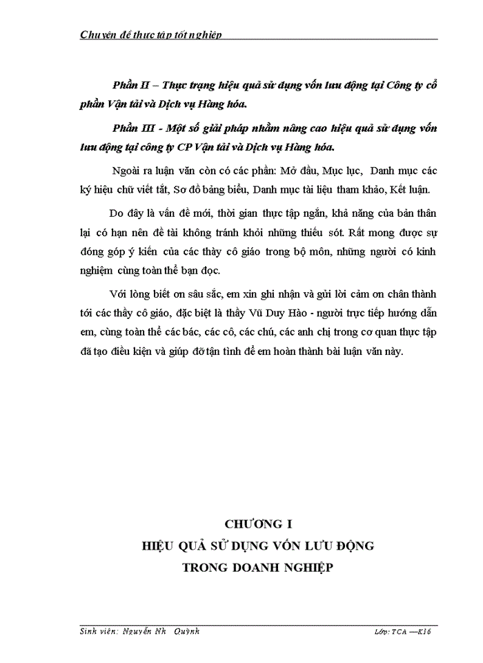 image for page Nâng cao hiệu quả sử dụng vốn lưu động tại Công ty cổ phần Vận tải và Dịch vụ Hàng hóa