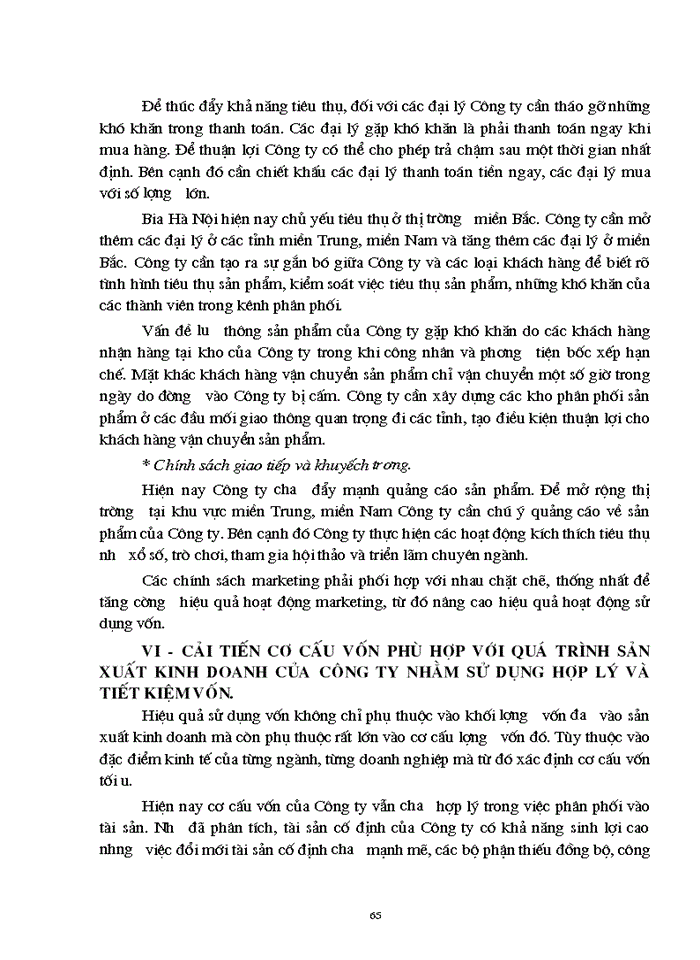 image for page Một số giải pháp nâng cao hiệu quả sử dụng vốn của Công ty Bia Hà Nội