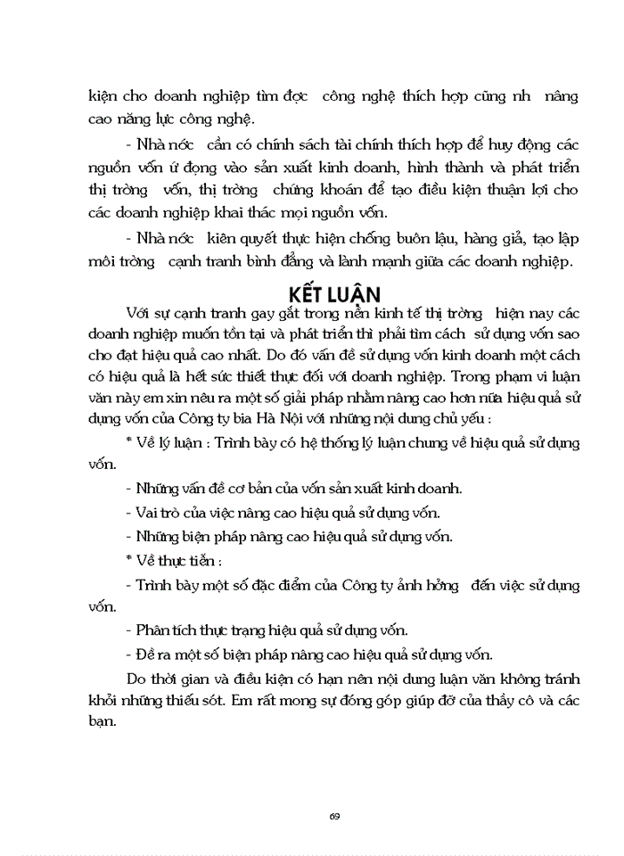 image for page Một số giải pháp nâng cao hiệu quả sử dụng vốn của Công ty Bia Hà Nội