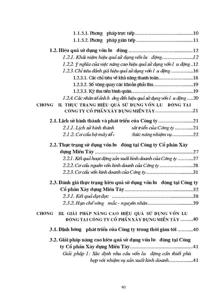 image for page Sử dụng hiệu quả vốn lưu động  tại Công ty Cổ phần Xây dựng Miền Tây